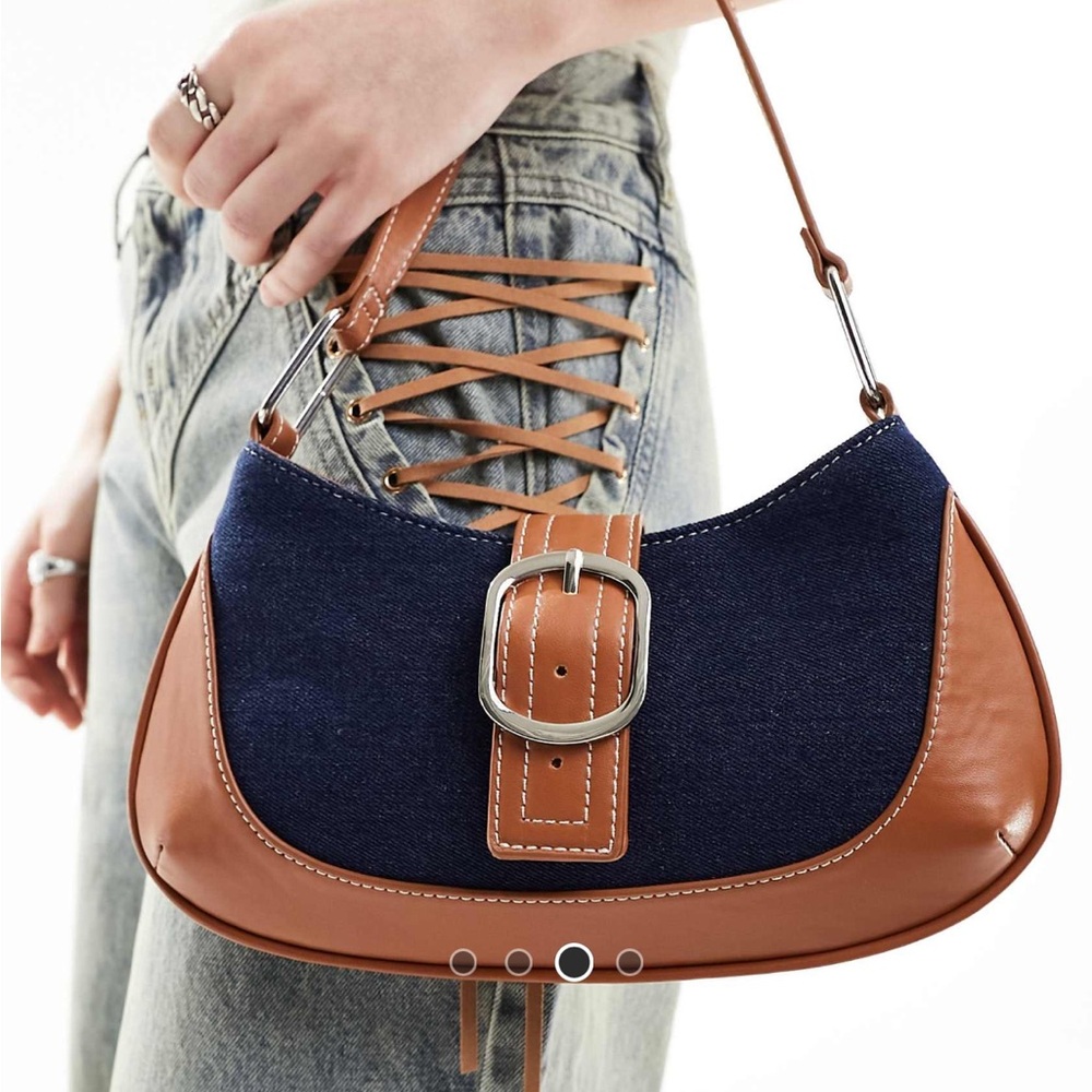 ASOS shoulder bag in dark denim with buckle